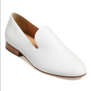 Jack Rogers White Croc-Embossed Audrey Leather Loafer Size 10